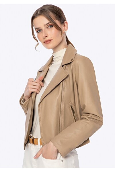 Wittchen Geacă de damă tip biker din piele, bej, piele