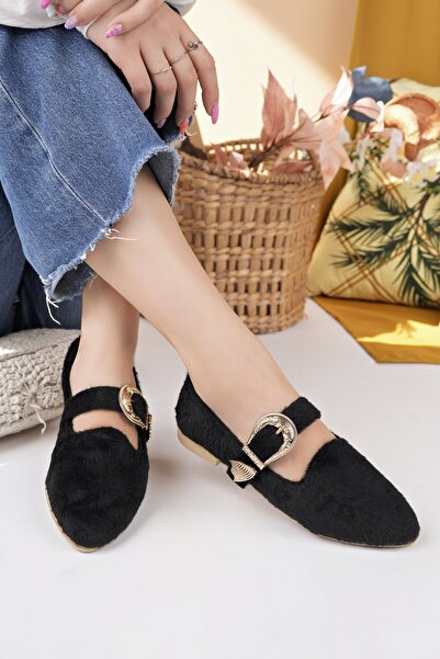 Modafırsat Kadın Babet Siyah Hafif Rahat Şık İş Ofis Günlük Ayakkabı