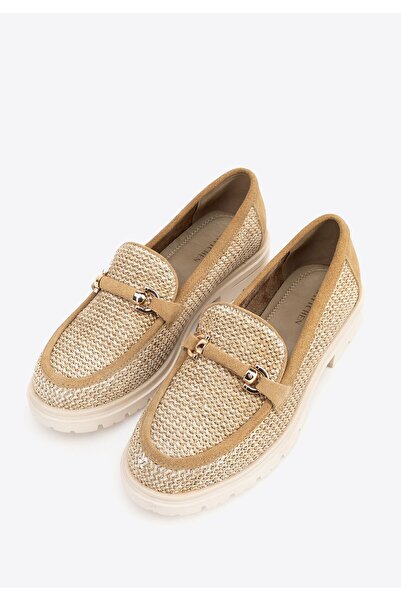 Wittchen Women's Beige Woven Moccasins, Beige Synthetic Material