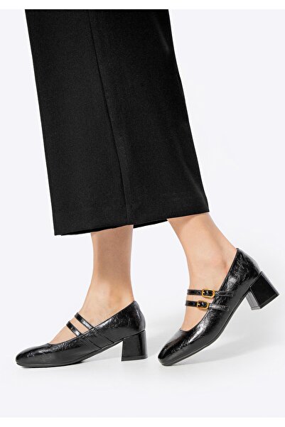 Wittchen Women's Mary Jane Pumps with Adjustable Straps, Black, Leather