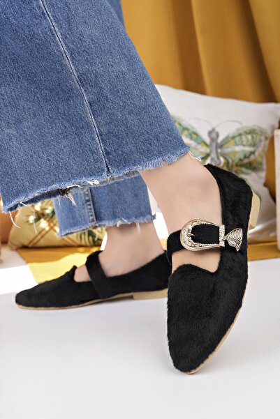 Modafırsat Kadın Babet Siyah Hafif Rahat Şık İş Ofis Günlük Ayakkabı