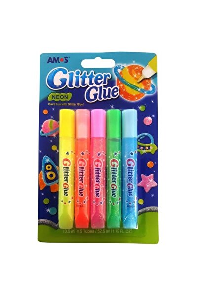 Amos Lipici lichid cu sclipici, culori neon, set 5 buc., Amos, GNE10B5