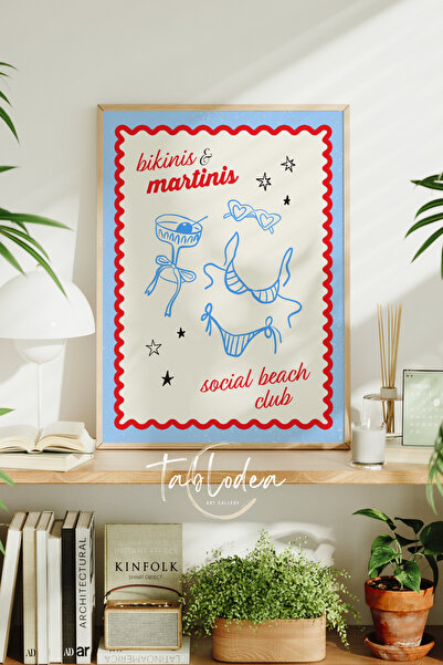 tablodea Bikinis & Martinis Cocktail Beach Club Style Poster înrămat Pictură ...
