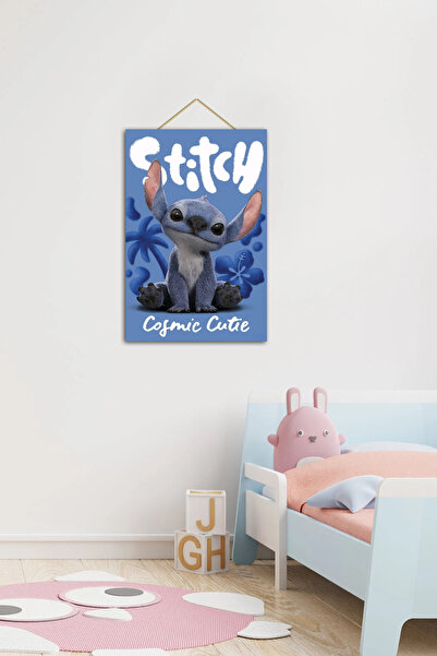 VAVDESİGN Tatlı STITCH Çocuk ve Genç Odası Ahşap Duvar Tablosu