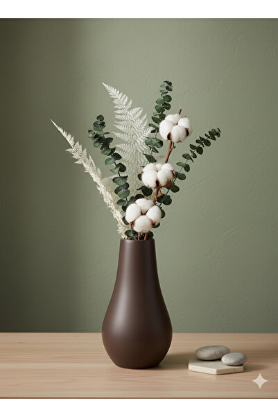 TACTIC Dekoratif Modern Form Taş Vazo - Küçük Boy Şık Masa Üstü Çiçeklik – 13 cm