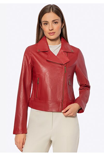 Wittchen Women's biker jacket made of leather red red leather