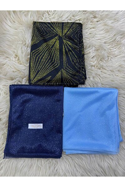 ALDIRA 3 Pcs Women's Silvery Silver Glittering Evening Dress Shawl