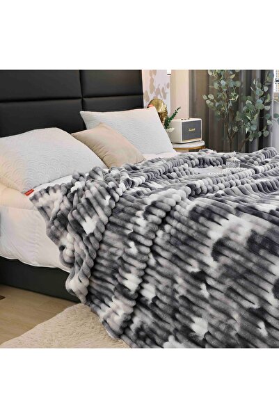 JOJO HOME Αφράτη κουβέρτα cocolino, 200x230cm, ριγέ σχέδιο, Γκρι Πολύχρωμο