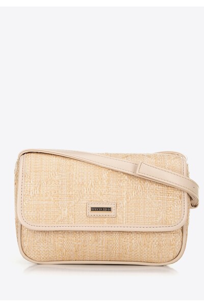 Wittchen Woman Braided Crossbody Bag with Flap Small Beige Polypropylene