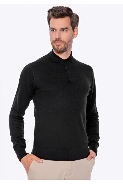 Wittchen Men's Sweater, Cotton Cashmere Blend, Black, Black Cotton