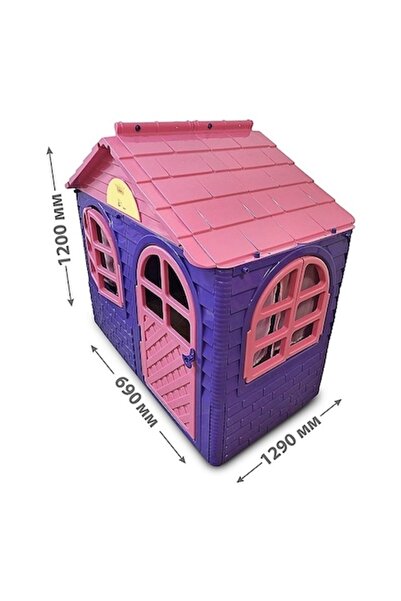 Doloni Căsuță de joacă pentru copii, Doloni, 129x69x120 cm, violet și roz, uși și accesorii funcționale