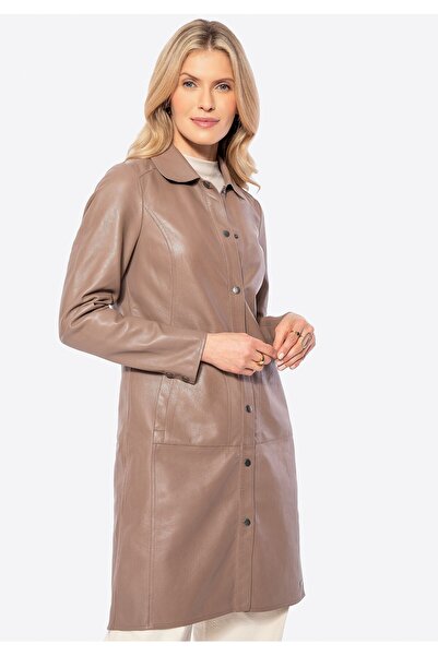 Wittchen Palton de damă din piele de oaie, bej, piele