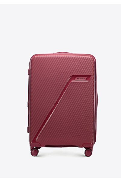 Wittchen Men's Diagonal Striped Polypropylene Suitcase Set Burgundy Burgundy Polypropylene