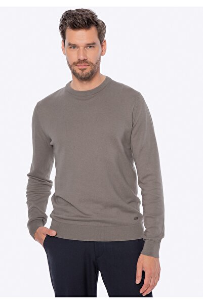 Wittchen Men's Sweater, Cotton with Cashmere Blend, Dark Beige, Dark Beige Cotton