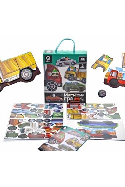 qbee Joc educativ magnetic, Transport, 48 magneți, 18x5x22,5 cm