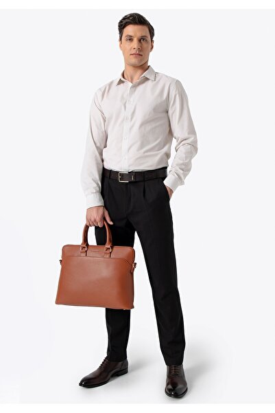 Wittchen Geantă pentru laptop bărbătească de 16", maro deschis, imitație de p...