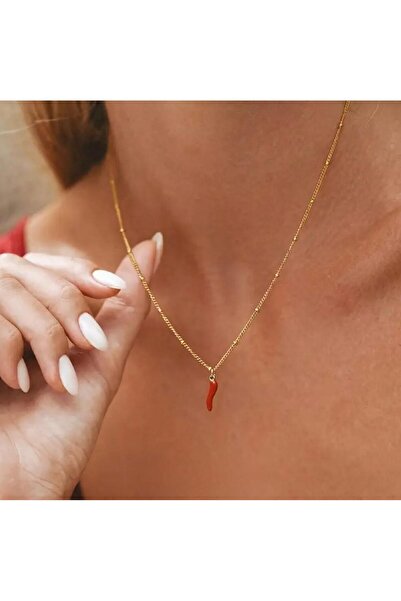 elamindunyasi Red Pepper Figure Necklace.
