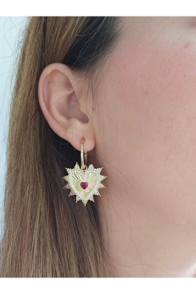 Bubbleatelier Çelik kalp gold küpe