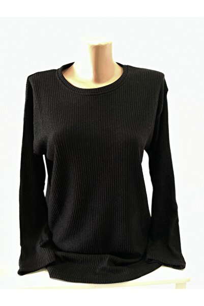 sevdalı بلوزة نسائية سوداء قماش مجدّل من القطن الممشط المنسوج