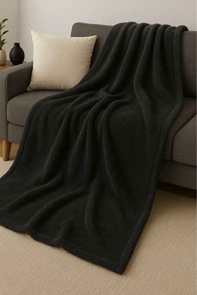 LinaByUgurr Anthracite Welsoft Tv Blanket 100X180 cm Single Plush Tv Blanket