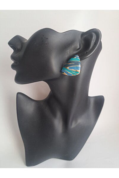 BHR AKSESUAR Green Burgundy Triangle Earrings (3.3 cm)