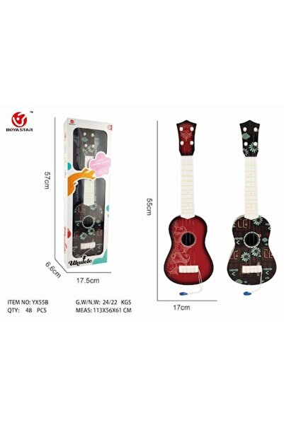 MAKSIK ukulele pentru copii, 55 cm, roșu cu modele delicate, set educațional