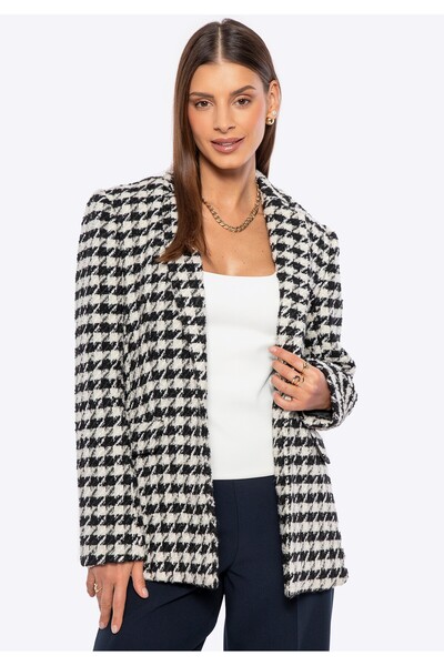 Wittchen Women's Wool Blend Jacket, Black and White, Polyester