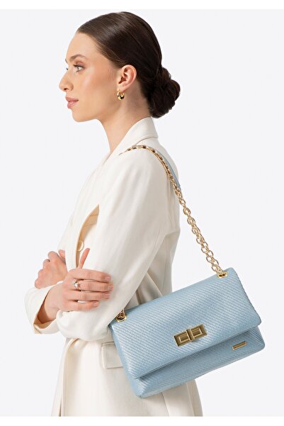 Wittchen Geantă crossbody pentru femei cu lanț împletit, albastră, polipropilenă