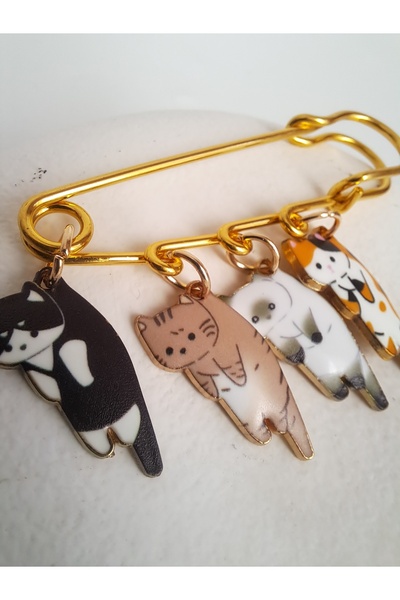 BHR AKSESUAR 4 Şirin Kedili Charm Broş (6x4cm)