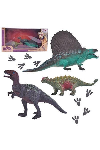 MAKSIK Set figurine dinozauri, MAKSIK, 3 specii, multicolor, 31 x 10 x 15,5 cm