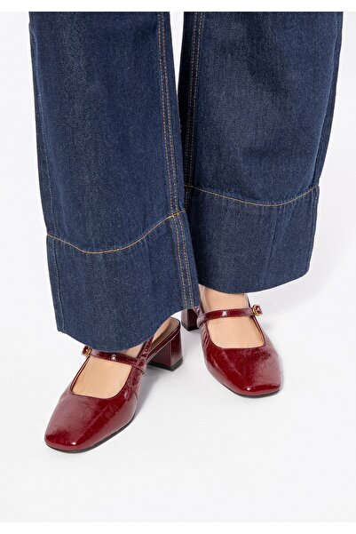Wittchen Pantofi cu toc jos Mary Jane pentru femei, roșii, din piele