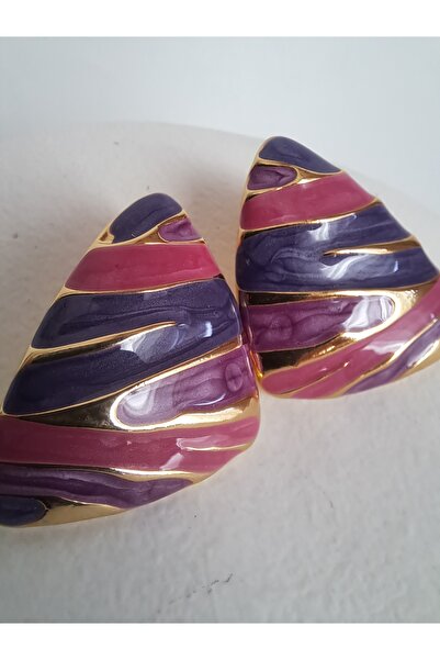 BHR AKSESUAR أقراط مثلثة باللون الوردي العنابي (3.3 سم)