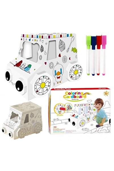 MAKSIK Camionetă de înghețată din carton pentru colorat, Maksik, 28x2x20cm