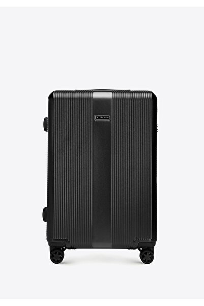 Wittchen Men's Suitcase Set made of polycarbonate with vertical embossing, black polycarbonate