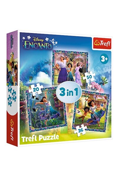 Trefl Puzzle 3 în 1 - Disney Encanto: Eroii din Encanto, 20/36/50 piese
