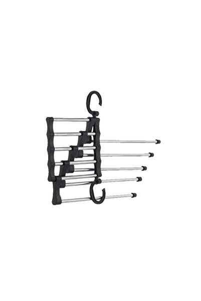 Doty Multipurpose Pants Hanger, 5 holders, metal and plastic, 33x16x15 cm, grey/black -