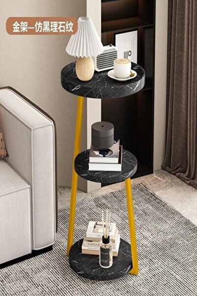 Twinkle Mart End Table, Round Metal Side Table (Gold Frame)