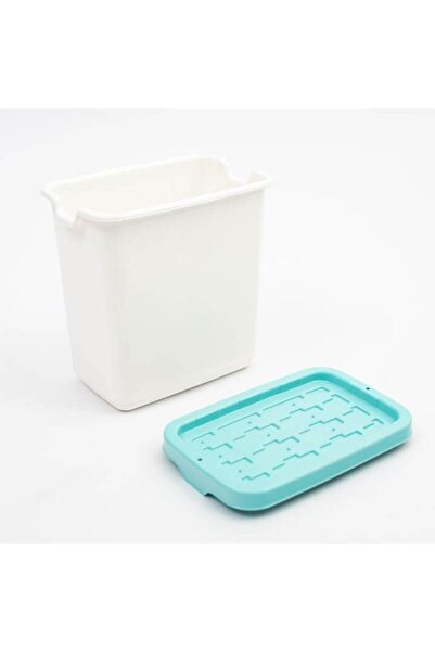 Doloni storage box with lid, 9 L, cream/turquoise