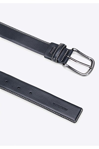 Wittchen Men's Genuine Leather Belt with Contrast Stitching, Navy Blue, Navy Blue, Genuine Leather