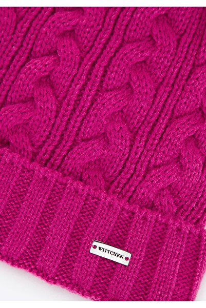 Wittchen Women's Hat with Braid and Pompom Fuchsia Acrylic