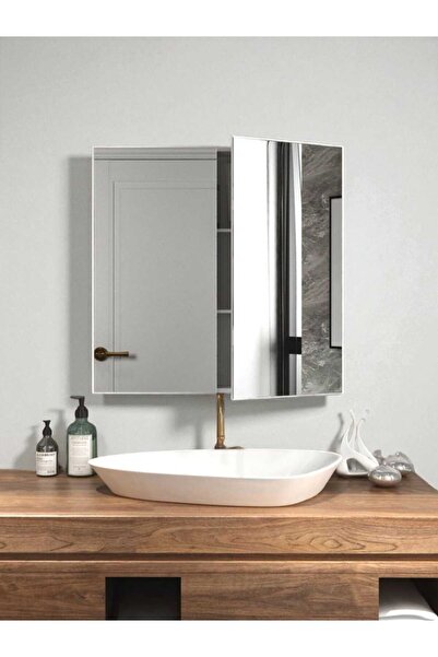 Emdief Home Aynalı Banyo Dolabı İki Kapaklı 70X70X15 cm