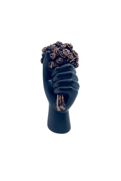 Doty BlowGoldish resin statuette, hand-designed with flowers, 14x7 cm, gold a...