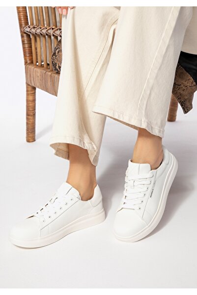 Wittchen Teniși clasici cu platformă pentru femei, din piele albă