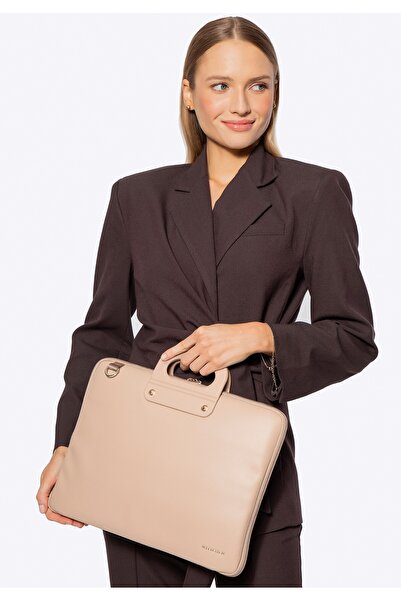 Wittchen Women's 15" Laptop Bag in Imitation Leather, Beige, Beige, -leather