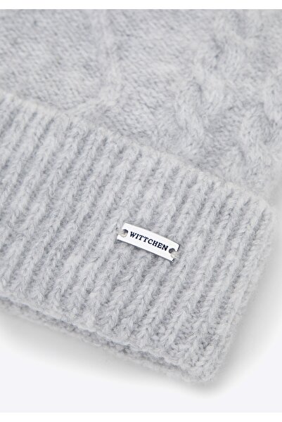 Wittchen Women's Hat with Pompom and Bows, Gray Polyester