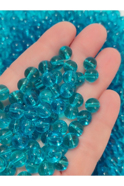 Mutlu Bujiteri Hobi Aksesuar خرز زجاجي أزرق 8 ملم (50 قطعة)