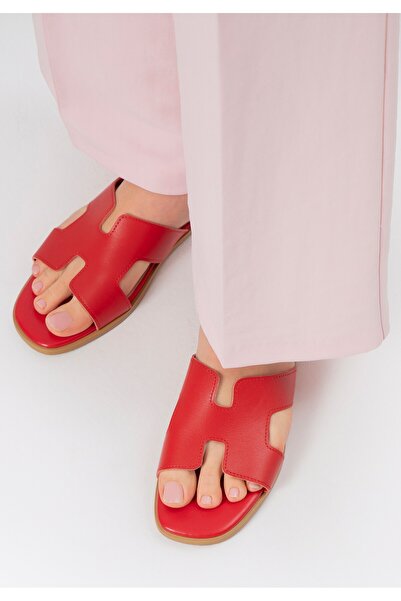 Wittchen Sandale damă din piele în formă de H, roșii, piele