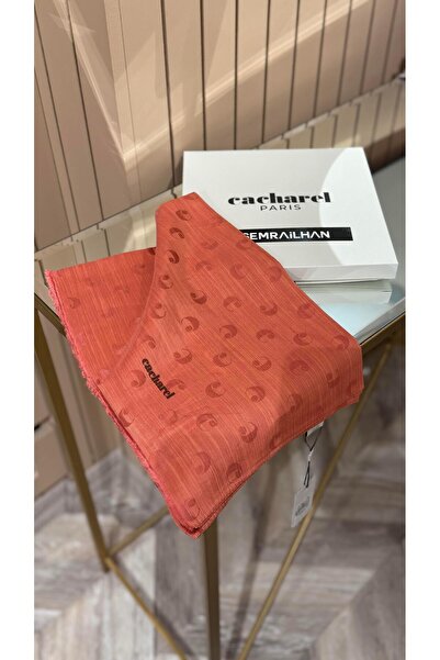 Cacharel B.Cacharel Logolu İpek Koton Jakar Etol Şal Somon