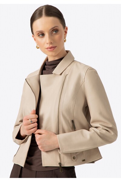 Wittchen Jachetă din piele de oaie pentru femei, piele crem