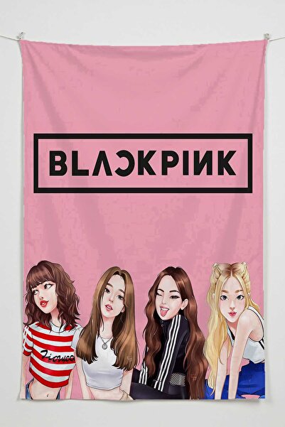 RUGRUMBA غطاء جداري باللون الأسود والوردي - موضوع موسيقي، قماش عالي الجودة، س...